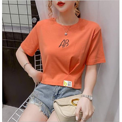 Áo Thun croptop Lửng Nữ DOGA  Bo Eo 4 màu mã 96