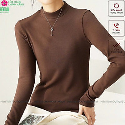Áo giữ nhiệt nữ Hiền Trần BOUTIQUE cổ cao dài tay chất vải thun kiểu dáng ôm nhẹ phong cách thanh lịch-A6