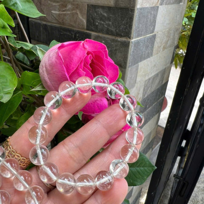 Vòng Chuỗi Nữ Đá Thạch Anh Trắng Tự Nhiên trong bóng đẹp size hạt 10mm Hợp Nữ mệnh Kim mệnh Thủy đeo đẹp xinh tay tốt cho sức khỏe công việc may mắn ạ