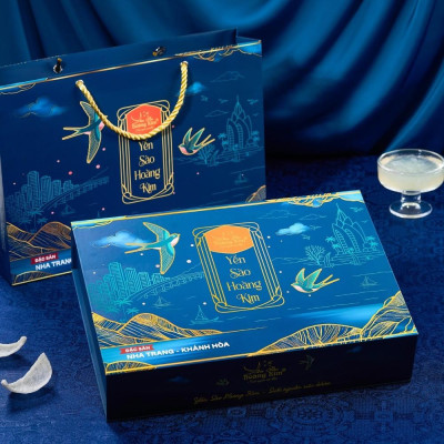 [CHÍNH HÃNG] Yến Sào Hoàng Kim - Hộp Quà Phúc Khang Hòa Vị (50g Tổ Yến Sạch Loại 1 & 4 Hũ Yến Mix 2 Vị) - Quà Biếu Tặng Gia Đình, Người Thân