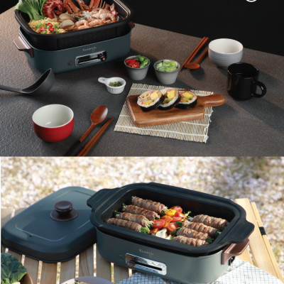 Lẩu nướng điện phủ gốm Ceramic 2 trong 1 Kuvings KMG-200B [4.0L] hàng chính hãng