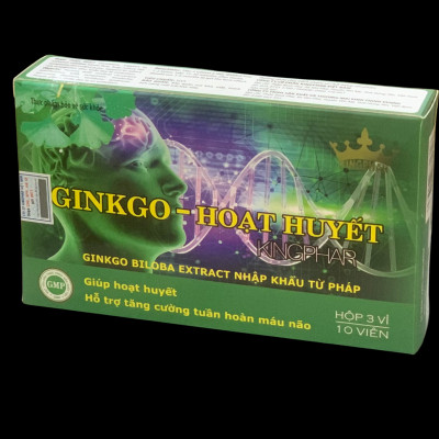Viên uống tăng cường tuần hoàn não Ginkgo - Hoạt huyết Kingphar, hộp 30v