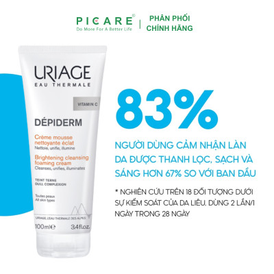 Sữa Rửa Mặt Uriage Depiderm Mousse Nettoyante Eclat làm Sáng, Sạch và Thanh Khiết Làn Da