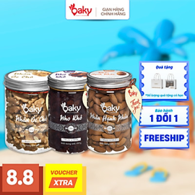 Quà Tặng Oaky - Combo Hạt Dinh Dưỡng Cao Cấp Hạnh Nhân, Nhân Óc Chó Vàng, Nho Khô - Tặng Túi Giấy Sang Trọng