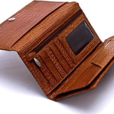 Ví nữ da bò vân cá sấu nhỏ 3 gấp nhiều màu Huy Hoàng HT3105-06-07