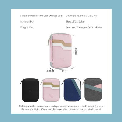 Túi lưu trữ đĩa cứng di động Vải chất lượng cao chống mài mòn Không thấm nước Dễ mang theo Vật liệu PU nhỏ 