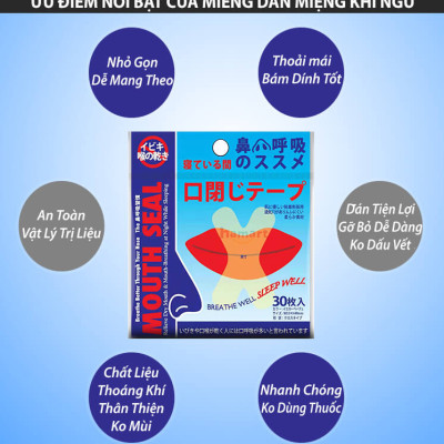 Gói 30 Miếng Dán Chống Há Miệng Khi Ngủ Giảm Ngáy Mouth Seal Băng Dính Miệng Người Lớn Trẻ Em