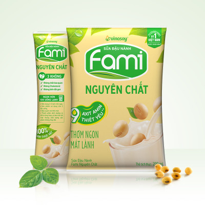 Thùng Sữa đậu nành Vinasoy Fami nguyên chất (200ml x 40 Bịch)
