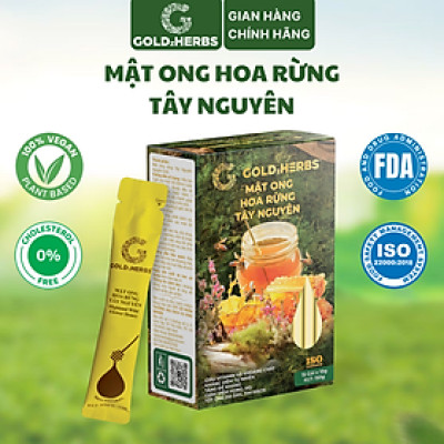 Mật ong hoa rừng Tây Nguyên GoldzHerbs, 100% nguyên chất – Hũ 500g/ Hộp 15 gói