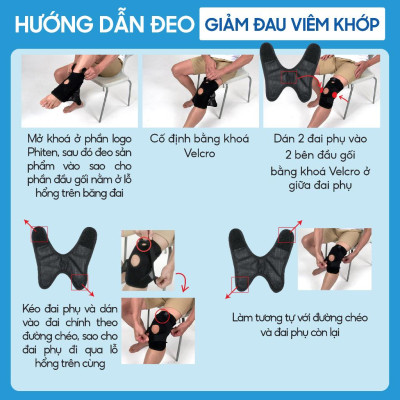 Đai cố định đầu gối loại cứng Phiten knee supporters hard type AP164003/AP164004/AP164005