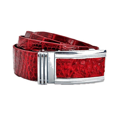 HC4838 - Dây nịt nam da cá sấu Huy Hoàng gai đuôi 4P màu nâu đỏ