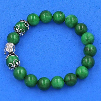 Vòng tay chuỗi hạt Đá Cẩm Thạch nhiều mẫu 10 ly - Vòng tay Phật Tổ Như Lai inox bạc - hợp mệnh Mộc, mệnh Hỏa