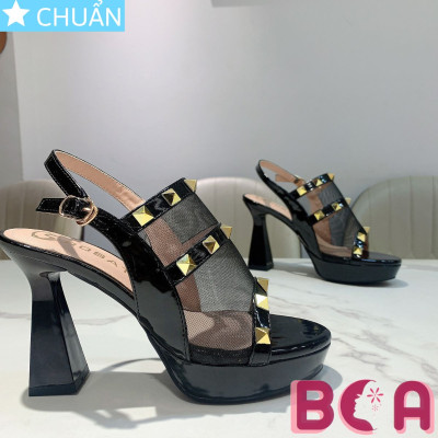 Giày cao gót nữ cao gót 9 phân RO626 ROSATA tại BCASHOP thiết kế hở mũi và quai hậu cài kèm gót trụ loe cực sang chảnh