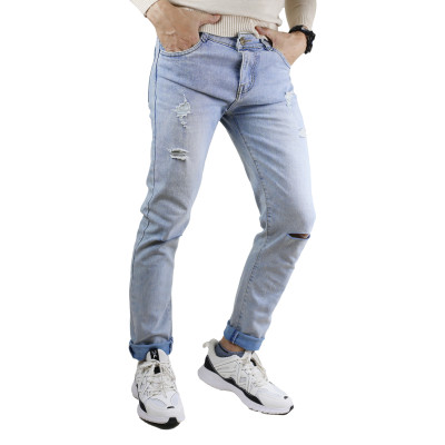 Quần Jeans Nam Rách Gối Dáng Skinny SZone SQB601