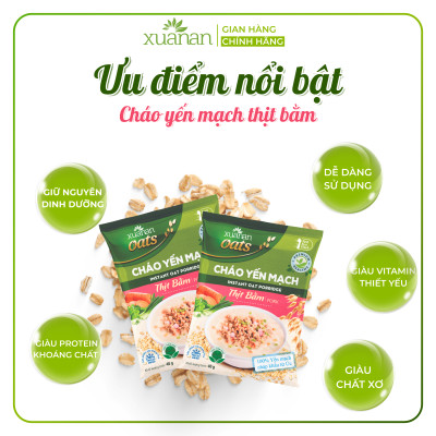 Thùng 30 Gói Cháo Yến Mạch Thịt Heo Bằm Xuân An 40G (Tặng Kèm 5 Gói)