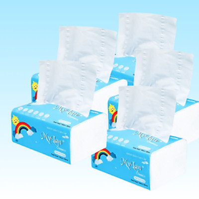 Set 10 Gói Giấy Rút Cầu Vồng 3 Lớp MyLan (300 Tờ / Gói) - Mềm, Dai Và Mịn - Khăn Giấy Rút Cao Cấp, Không Chất Tẩy Trắng