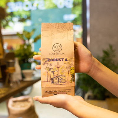 Cà Phê Robusta Rang Xay Nguyên Chất - Dạng Bột - 90S Coffee Vietnam - 100% Cà Phê Sạch Cao Cấp