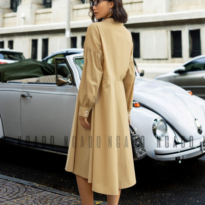 Đầm sơ mi nâu dài tay NGADO , đầm nữ , Đầm suông , Đầm phom rộng nữ thiết kế