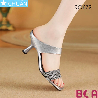 Xăng đan nữ quai ngang đính đá cao 6 phân RO679 ROSATA tại BCASHOP gót nhỏ tôn dáng, tôn da vừa sang trọng vừa thời trang
