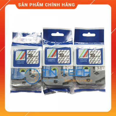 Nhãn In Tz2-141 - Đen nền trong 18mm x 8m - Dùng cho máy in BROTHER - AIMO - PUTY [Hàng nhập khẩu]