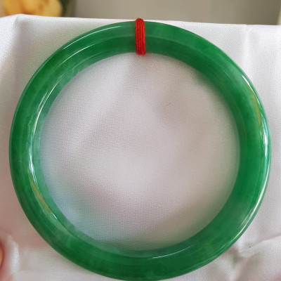 Vòng tay Nam Nữ đá Cẩm Thạch Đậu Lý QC 65mm x chột 10mm Vòng màu xanh đậm Anh Chị tay to Cân Nặng 75kg - 85kg đeo ạ