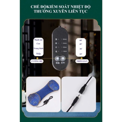 Gối Ngải Cứu Cắm Điện Làm Nóng - Giảm Đau Vai Gáy, Thư Giãn Cổ, Hương Thảo Dược - HÀNG CHÍNH HÃNG MINIIN