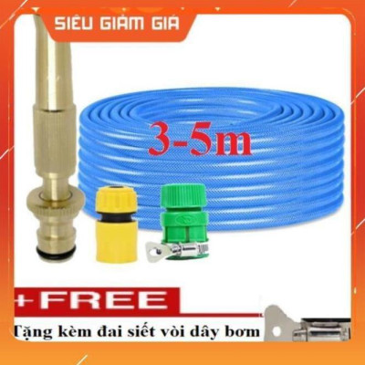 Bộ dây vòi xịt nước rửa xe, tưới cây . tăng áp 3 lần, loại 3m, 5m 206587 cút sập,nối nhựa+ tặng đai