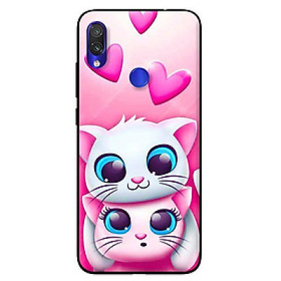 Ốp lưng in cho Xiaomi Redmi Note 7 mẫu Couple Mèo Hồng Trái Tim - Hàng chính hãng