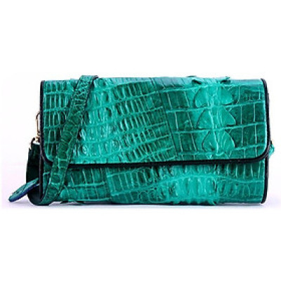Túi đeo nữ da cá sấu Huy Hoàng 2 gai màu xanh lá HC6275