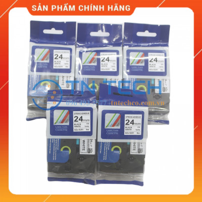 Nhãn In HZE-S251 - Đen nền trắng 24mm x 8m - Dùng cho máy in BROTHER - AIMO - PUTY [Hàng nhập khẩu]