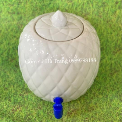 Bình nước gốm sứ Bát Tràng cao cấp không chì men trắng dung tích 5 lit