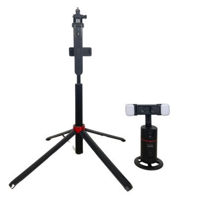 Combo Gậy chụp ảnh có chân P185 và Gimbal P02 xoay 360 độ hỗ trợ quay video chụp ảnh, có đèn và remote từ xa - Hàng chính hãng