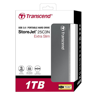 Ổ Cứng Di Động Transcend 1 TB StoreJet C3N Luxury Slim USB 3.1 - Hàng Chính Hãng