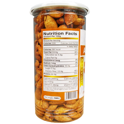 Hạnh Nhân Rang Bơ Hàng Nhập Khẩu Cao Cấp Thương Hiệu SK FOOD - Hũ 450G