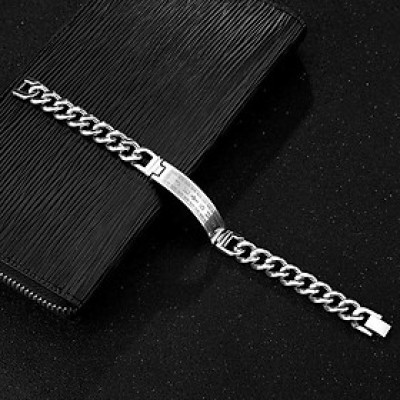 Lắc tay nam thời trang mặt chữ nhật viền mê cung phong cách sành điệu MST95