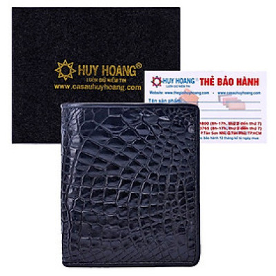 HJ2228 - Bóp nam Huy Hoàng da cá sấu kiểu đứng màu đen