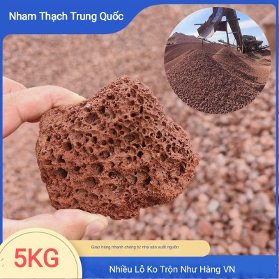 Đá nham thạch đỏ Trung Quốc cỡ to lọc nước cho bể cá cảnh 500Gr