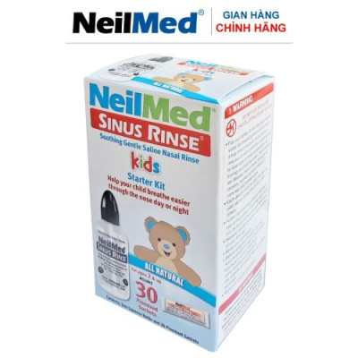 Combo Family: Bộ Xịt Rửa Vệ Sinh Mũi Xoang Toàn Diện Cho Cả Gia Đình NeilMed Sinus Rinse & Moisturize - SX Mỹ(Bình + 10 gói muối người lớn, Bình + 30 gói muối trẻ em; 1 chai xịt phun sương 75ml cho bé; 1 chai xịt ngăn ngừa khô mũi, chảy máu cam)
