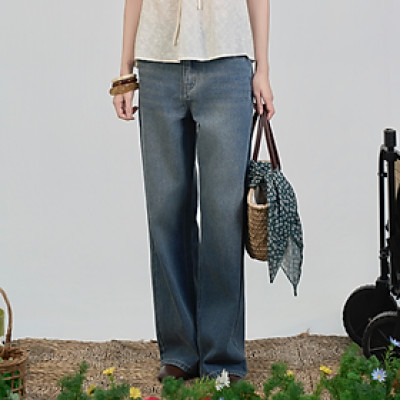 Quần jeans nữ ống rộng cạp cao basic dễ phối đồ Onpi Miều Est.2013