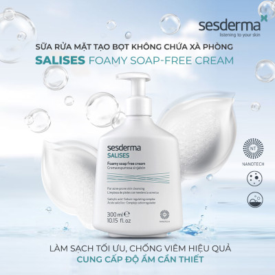 Sữa rửa mặt tạo bọt dịu nhẹ Sesderma Salises cho da dầu mụn 300ml