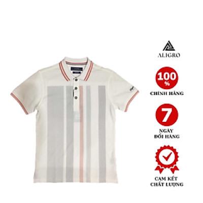 Áo polo nam áo thun áo thun cổ bẻ cộc tay ALIGRO chất liệu cotton cao cấp chuẩn form màu trắng họa tiết kẻ sọc ALGPLO32