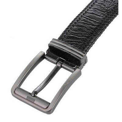 Dây nịt nam da đà điểu Huy Hoàng đan viền bản lớn đầu kim màu đen HC4459