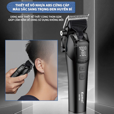 Tông đơ cắt tóc chuyên nghiệp Kemei KM-1858 lưỡi cắt mạ carbon công suất 10W điều chỉnh 5 mức tốc độ - Hàng chính hãng