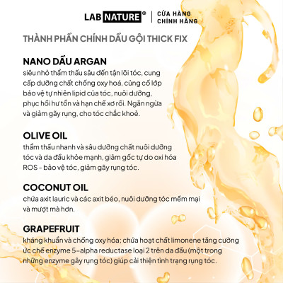 Dầu gội Ngăn rụng tóc Lab Nature Thick Fix - Công Nghệ Hàn Gắn Cấu Trúc Tóc - 450ml