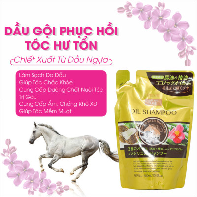Dầu Gội Đầu Phục Hồi Tóc Yếu Dễ Gãy Rụng Chiết Xuất Tinh Dầu Ngựa Deve Natural Oil Shampoo (Chai 480 mL)