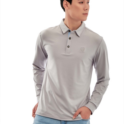 Áo thun nam dài tay ALIGRO chất cotton thấm hút mồ hôi, mềm mại màu ghi ALGAPD051