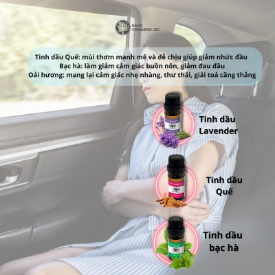 Combo Tinh Dầu Giảm Say Tàu Xe Nano Cinnamon - Quế, Bạc Hà, Lavender, 30ml