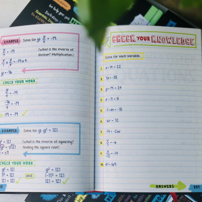 Sách Everything You Need To Ace Maths Big Fat Notebooks ( Sổ Tay Toán Học Bản Tiếng Anh ) - Tổng Hợp Kiến Thức Toán Học Từ Toán Lớp 4 Đến Toán Tớp 9 - Á Châu Books, Bìa Cứng In Màu