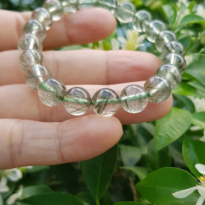 Vòng tay nữ đá thạch anh tóc xanh tự nhiên 9mm trong bóng nhuyễn mượt đẹp  Size vòng 9mm Nữ mệnh Thủy Mộc hỏa đeo ạ