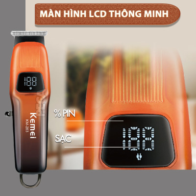 Tông đơ chấn viền Kemei KM-263 công suất mạnh 5W màn hình LCD tiện lợi có thể cạo đầu, khắc tóc tattoo, tạo kiểu- Chính hãng